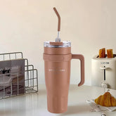 Liying 40 oz S.Tumbler with Handle and Straw Insulated Cup Travel (Brown)